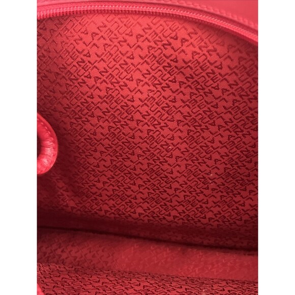 VGUC Lancel Authentic Red Nylon & Leather Bag Zip Top Shoulder Handbag Tote - Picture 10 of 15